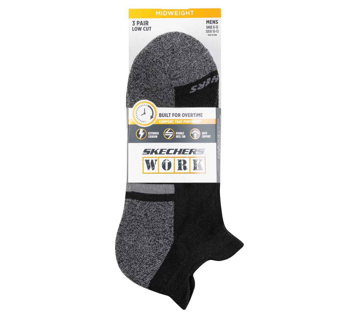Skechers Men|Clothing Lowcut Heel Tab Work Socks - 3 Pack