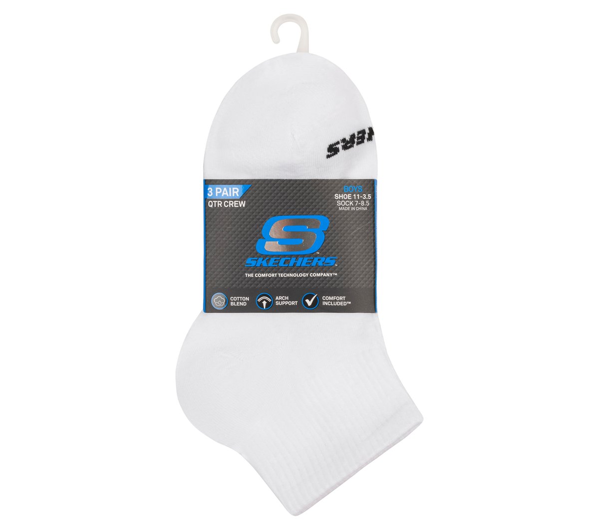 Skechers Kids|Clothing 3 Pack Boys' Quarter Crew Cotton Socks