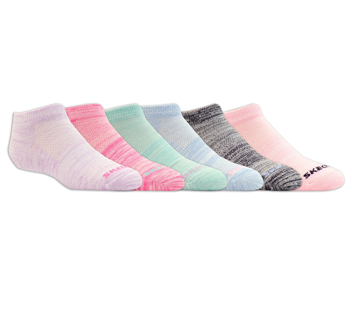 Skechers Kids|Clothing 6 Pack Girls' Low Cut Color Stripe Socks