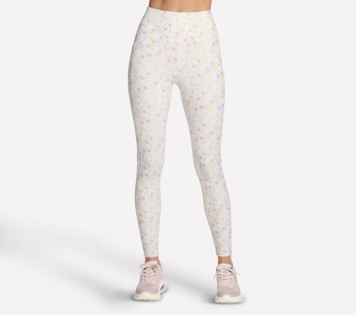 Skechers Women GO WALK Rib Floral Full Length High-Waisted Legging
