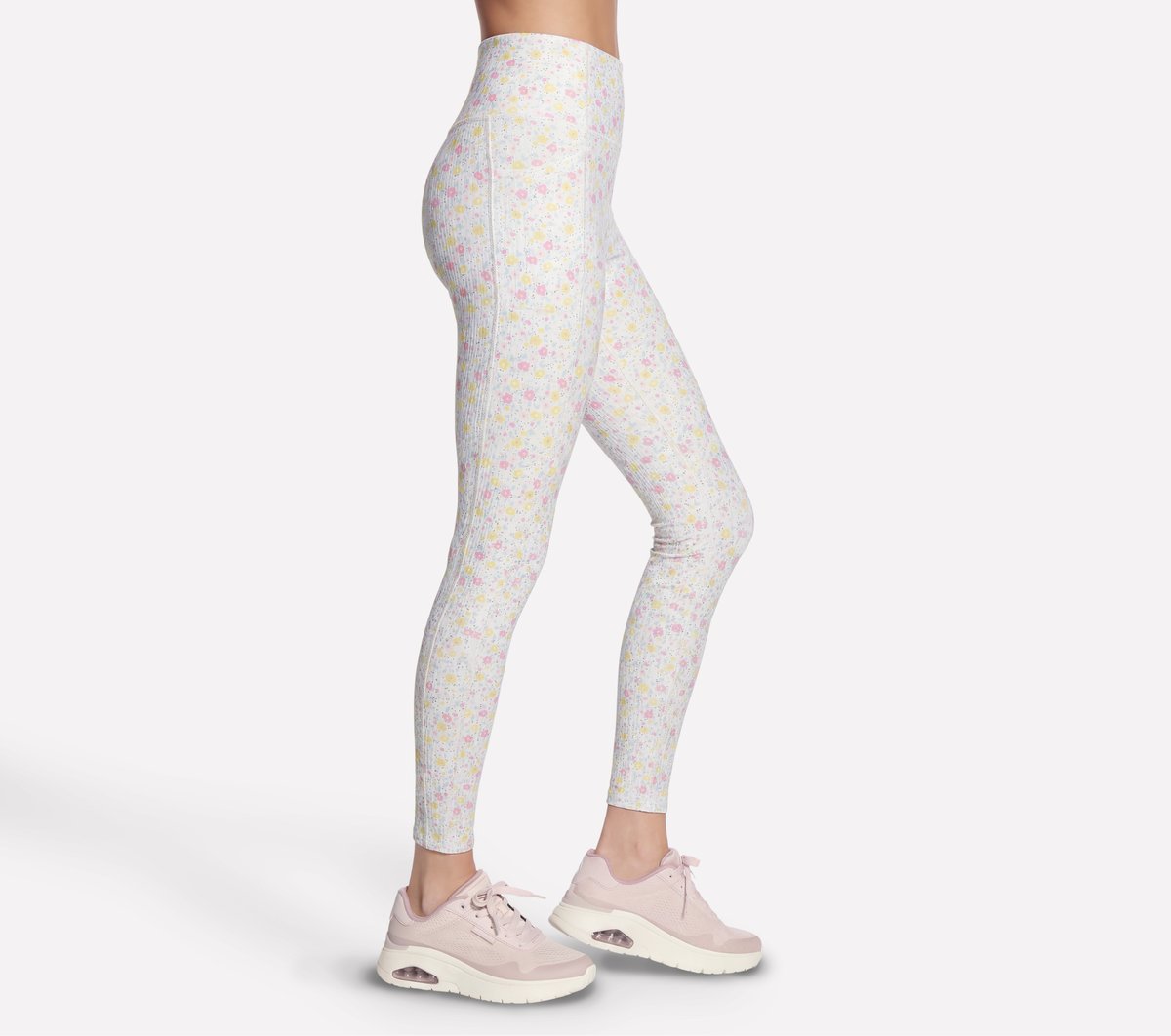 Skechers Women GO WALK Rib Floral Full Length High-Waisted Legging