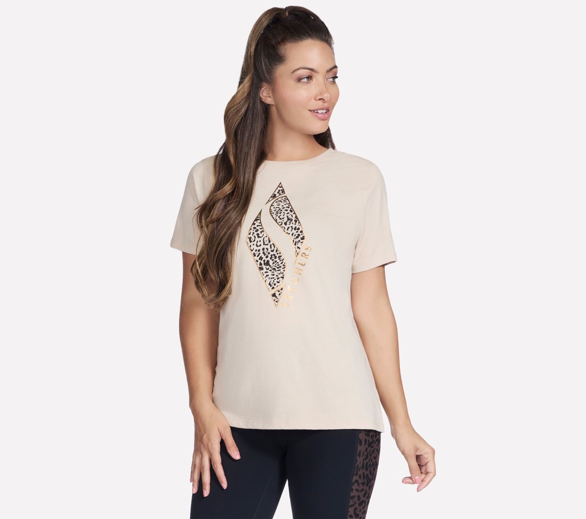 Skechers Women Diamond Cheetah Short Sleeve Tee