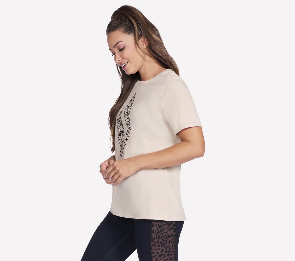 Skechers Women Diamond Cheetah Short Sleeve Tee
