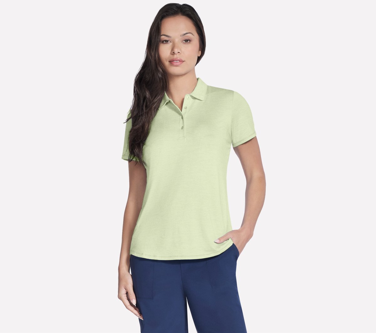 Skechers Women Short Sleeve On The Green Striped Polo