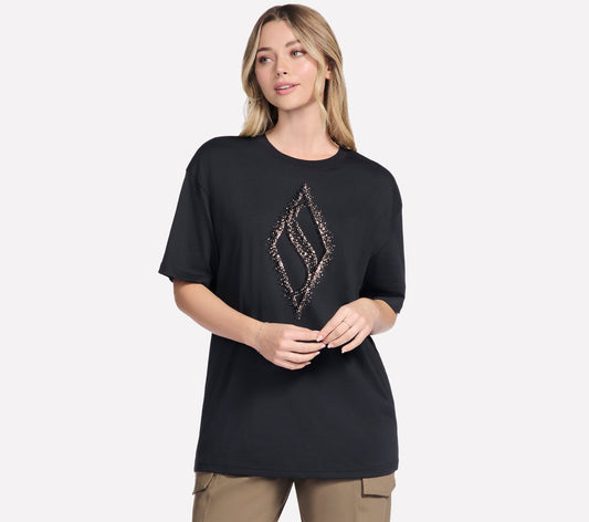 Skechers Women Gold Splatter Diamond Short Sleeve Tee