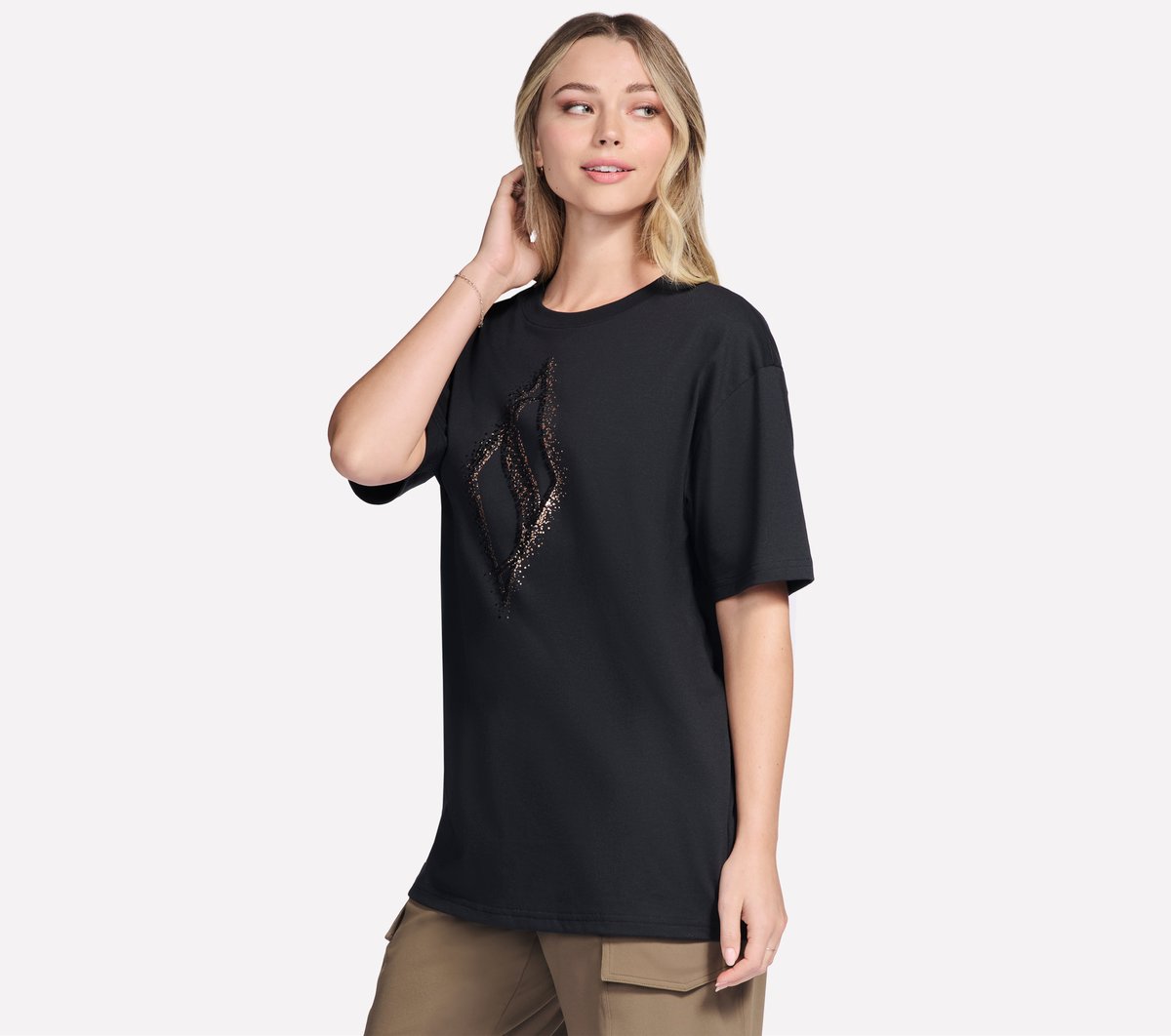 Skechers Women Gold Splatter Diamond Short Sleeve Tee