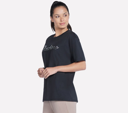 Skechers Women Script Diamond Studded Short Sleeve Tee