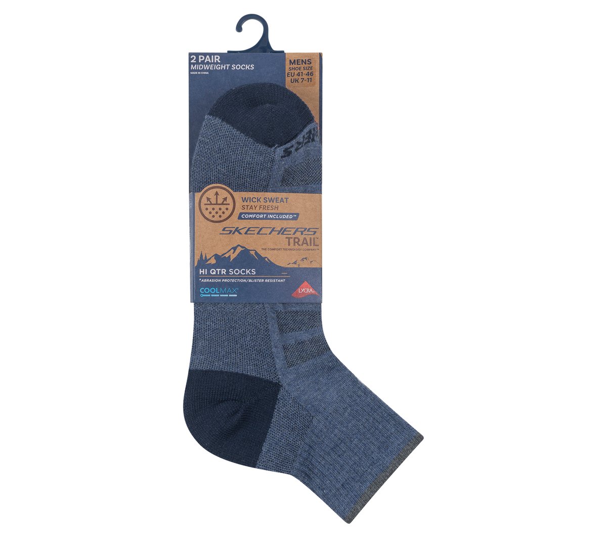 Skechers Men|Clothing Mens Trail Quarter Coolmax Socks - 2 Pack