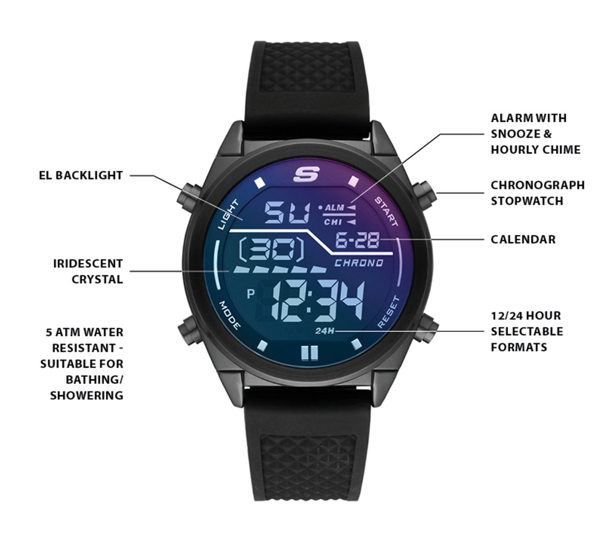 Skechers Men|Clothing Accessories Blue Face Digital Watch