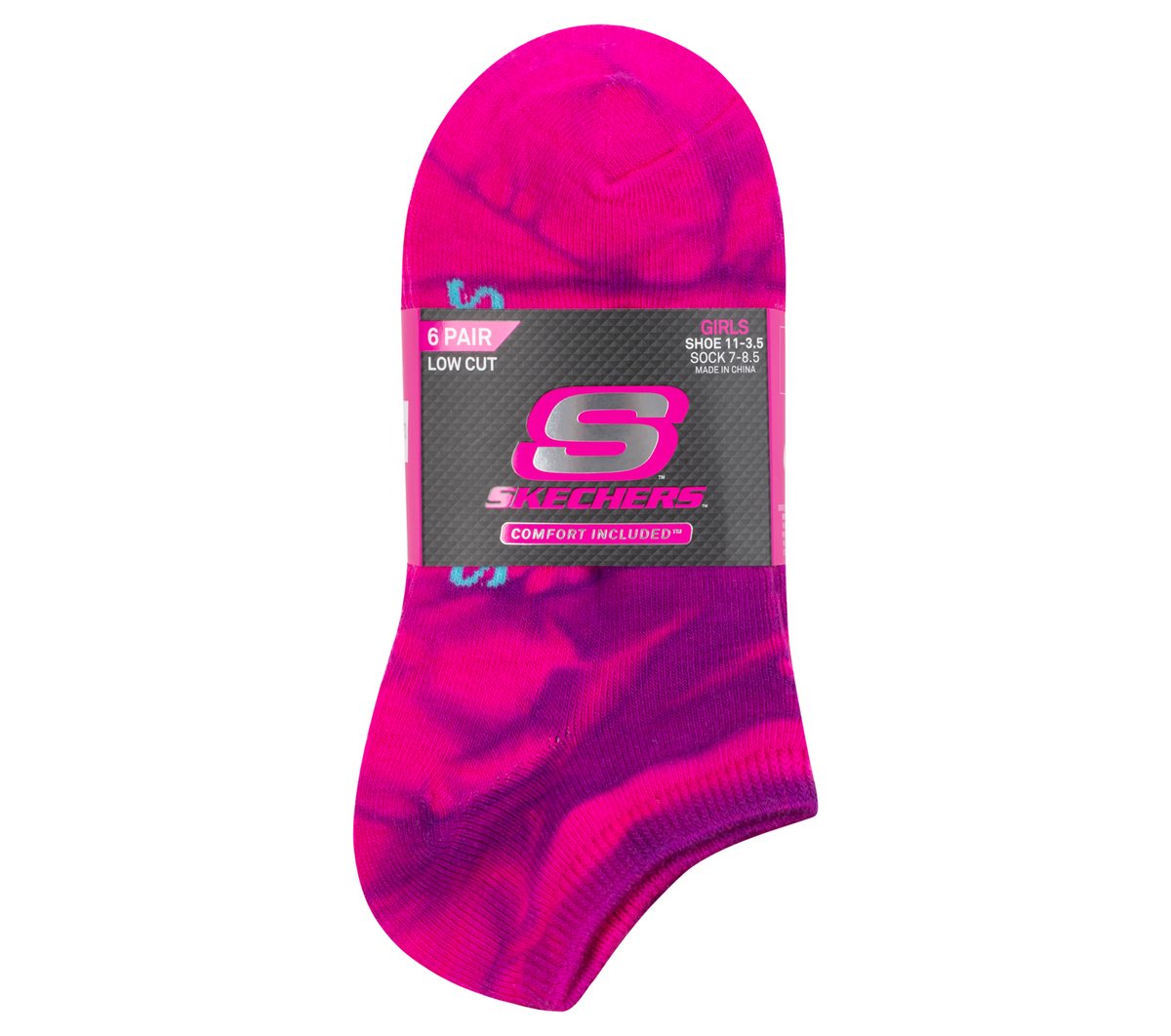 Skechers Kids|Clothing 6 Pack Girls' Tie Dye Fashion Socks