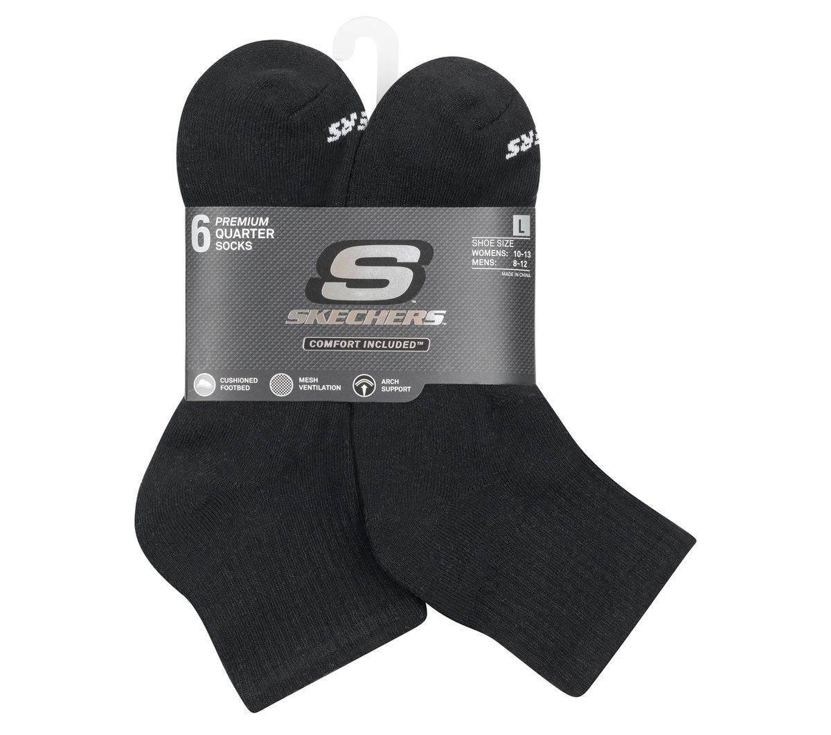 Skechers Clothing 6 Pack Core Quarter Large Socks
