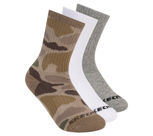 Skechers Clothing 3 Pack Boys' Crew Camo Socks