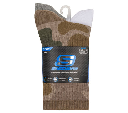 Skechers Clothing 3 Pack Boys' Crew Camo Socks