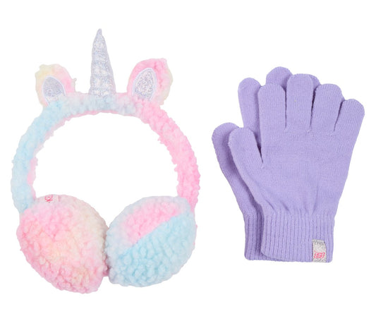 Skechers Clothing Tie Dye Unicorn Earmuff and Glove Set